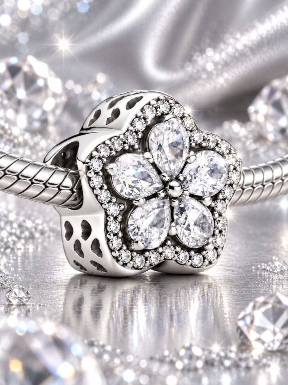 Sparkling Floral Snowflake Charm